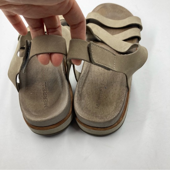 Merrell Leather Sandals  8 Taupe Velcro Juno BackStrap - Picture 14 of 16